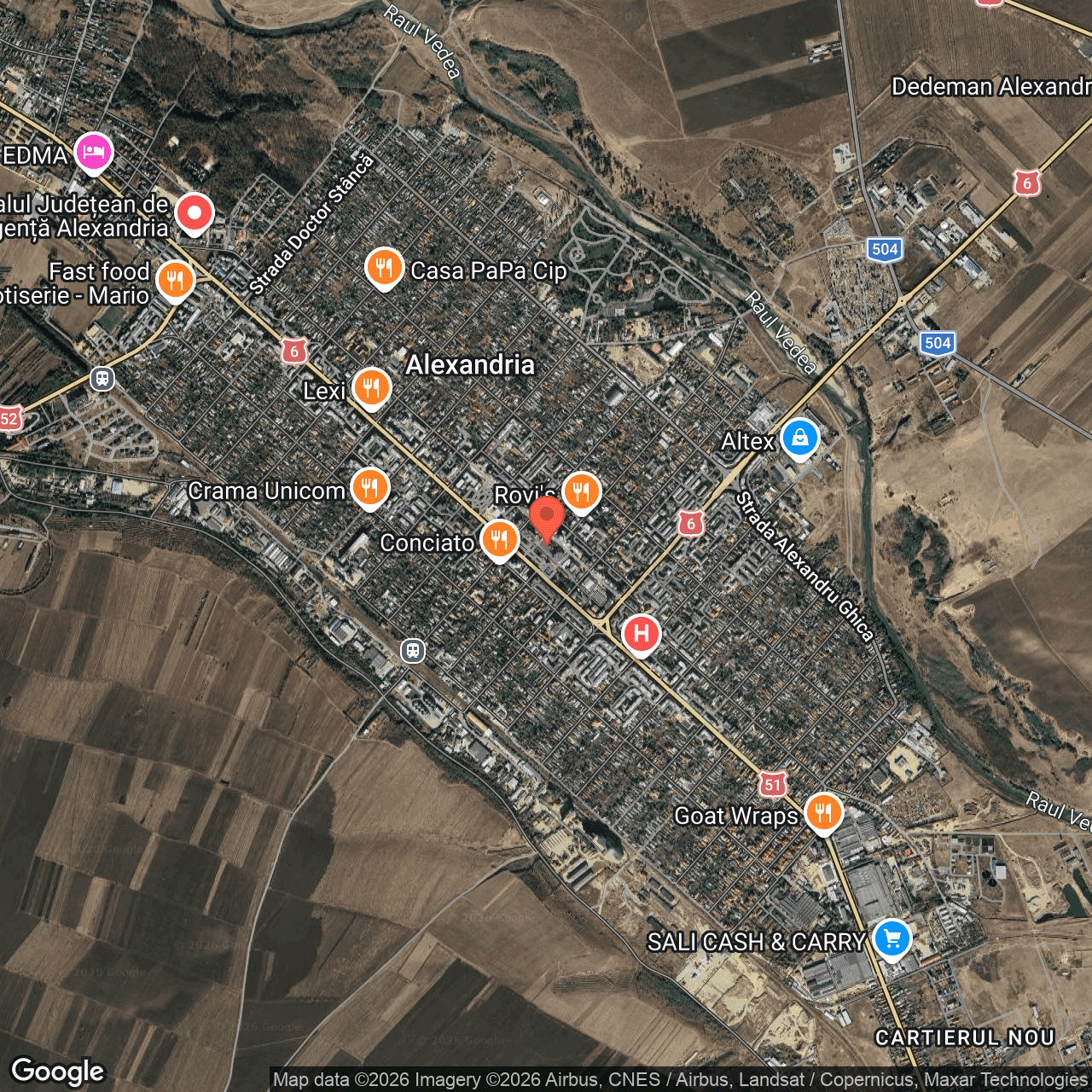 Poza harta hybrid, zoom 14, adresa Str. Libertății nr. 220, Alexandria, , judetul
