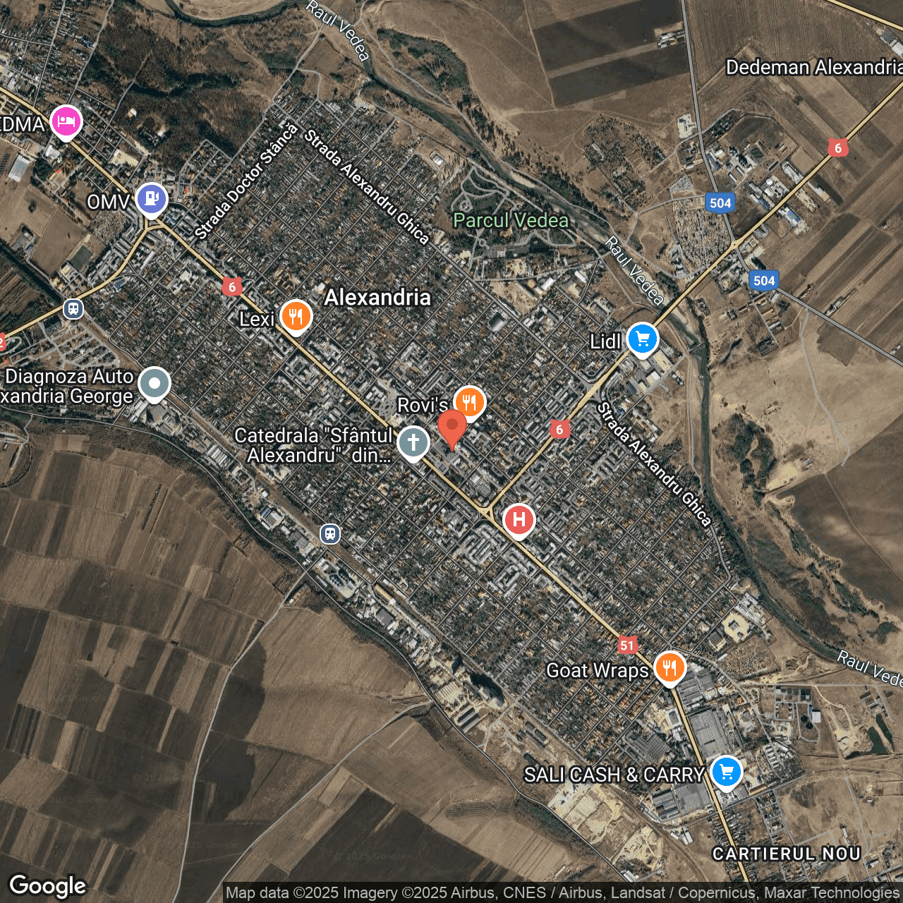 Poza harta hybrid, zoom 14, adresa Alexandria, str. Libertății, nr. 215, , judetul