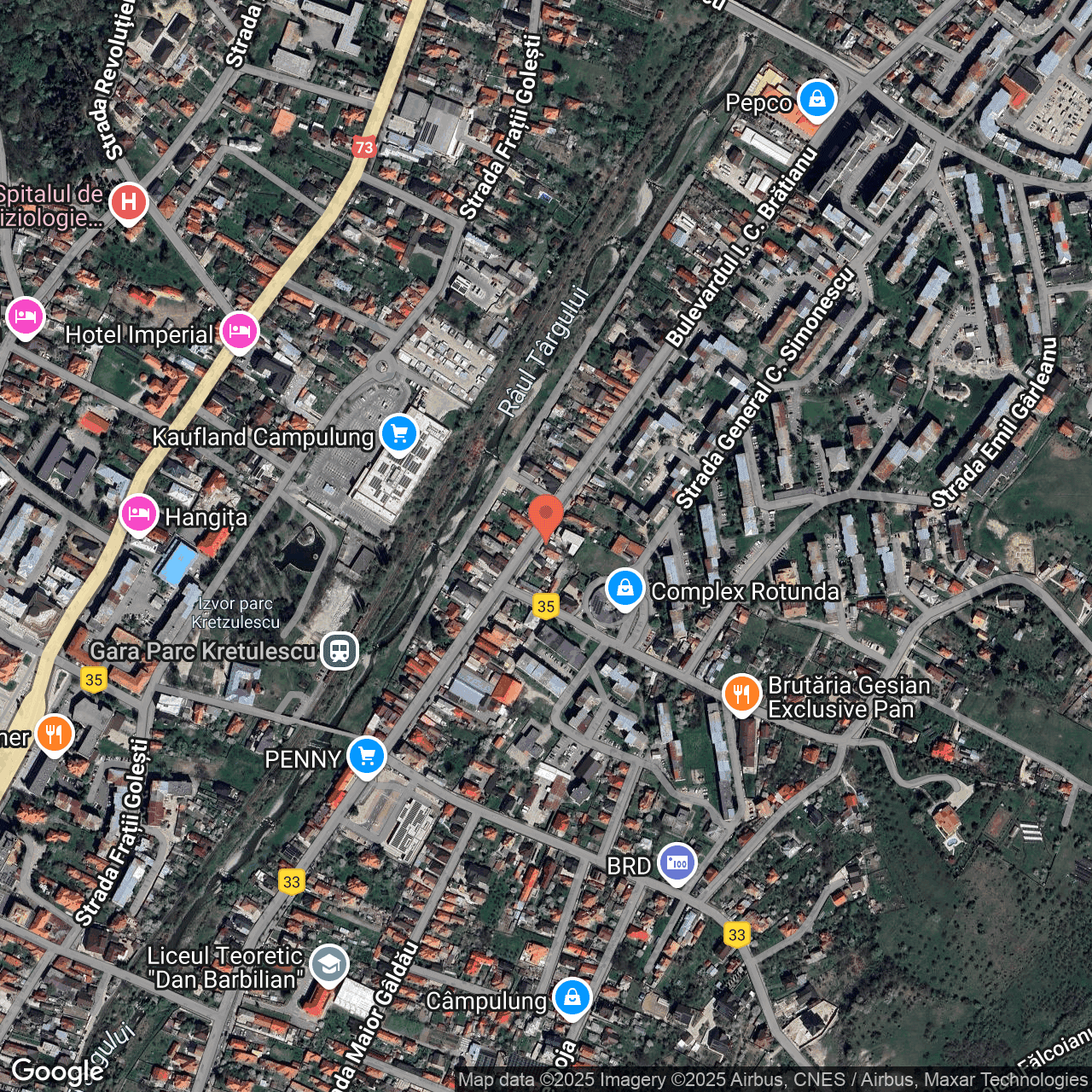Poza harta hybrid, zoom 16, adresa Câmpulung – Muscel, bulevardul I.C. Brătianu, nr. 73, , judetul
