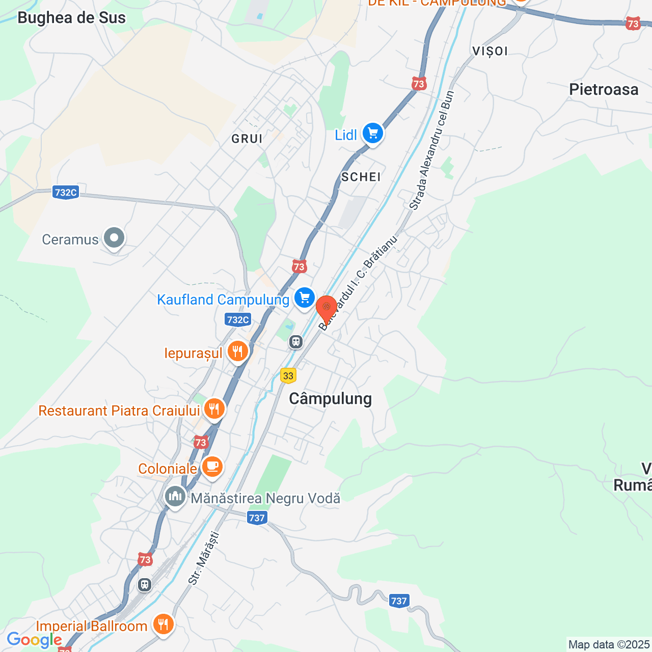 Poza harta streetview, zoom 14, adresa Câmpulung – Muscel, bulevardul I.C. Brătianu, nr. 73, , judetul
