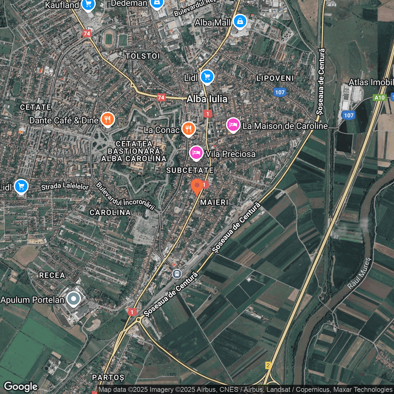 Poza harta hybrid, zoom 14, adresa Alba Iulia, B-dul Ferdinand I, nr. 22B, , judetul