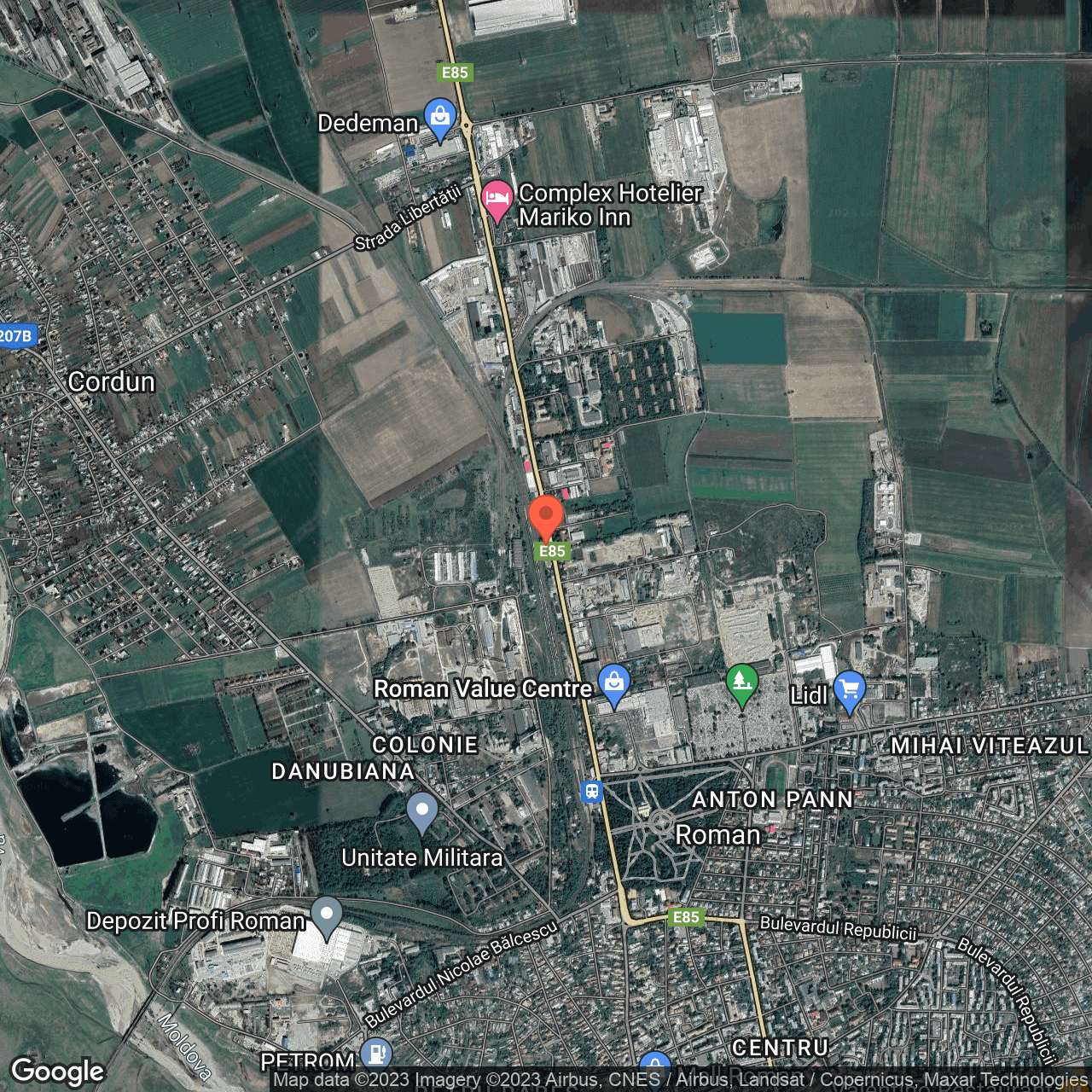 Poza harta hybrid, zoom 14, adresa Roman - Strada Stefan cel Mare nr. 309, , judetul