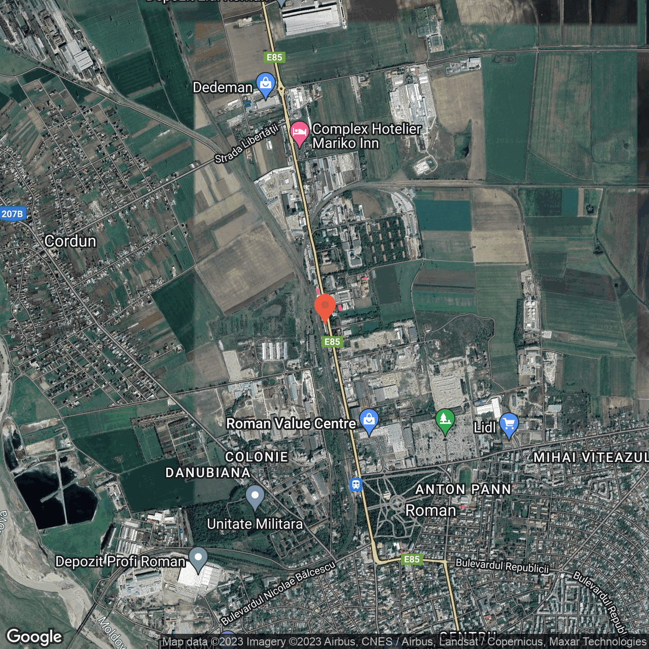 Poza harta hybrid, zoom 14, adresa Roman - Strada Stefan cel Mare nr. 309, , judetul