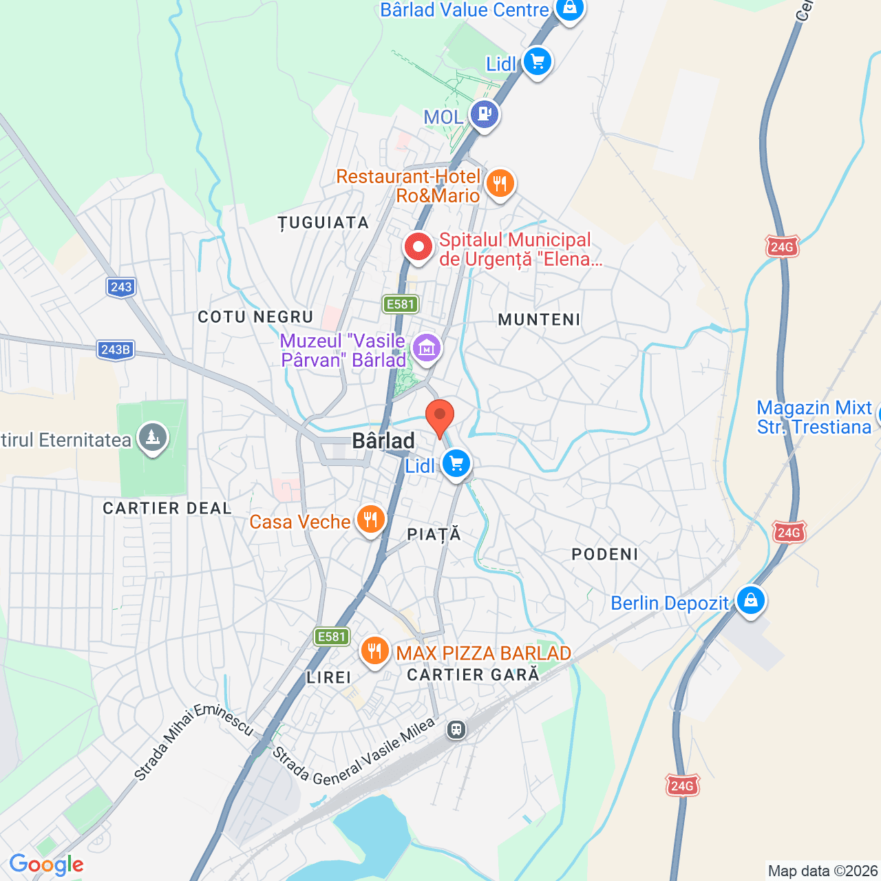 Poza harta streetview, zoom 14, adresa Bârlad, Str. Ion Popescu, Nr. 43, , judetul