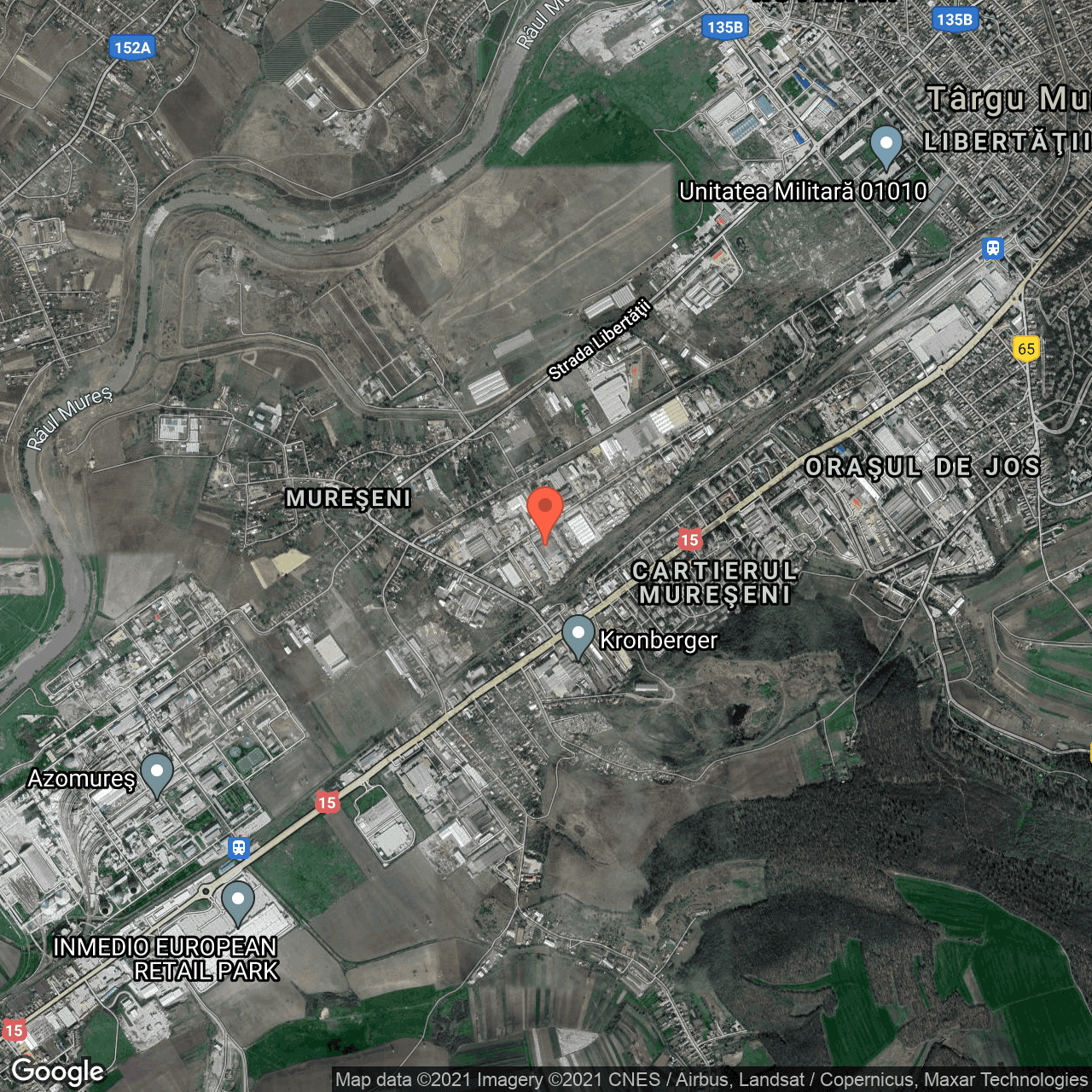 Poza harta hybrid, zoom 14, adresa Strada Depozitelor 45-47, Targu Mures, judetul Mures