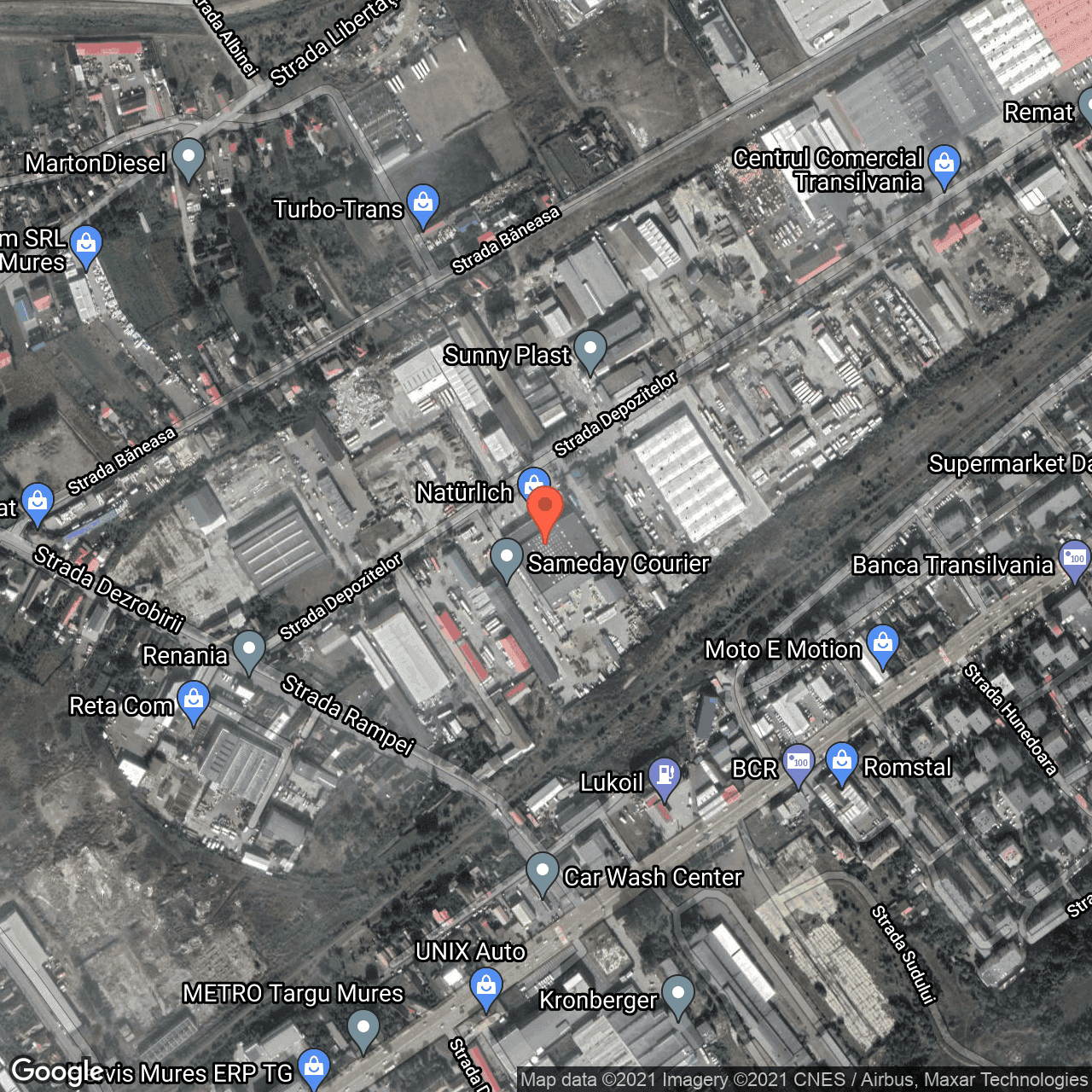 Poza harta hybrid, zoom 16, adresa Strada Depozitelor 45-47, Targu Mures, judetul Mures