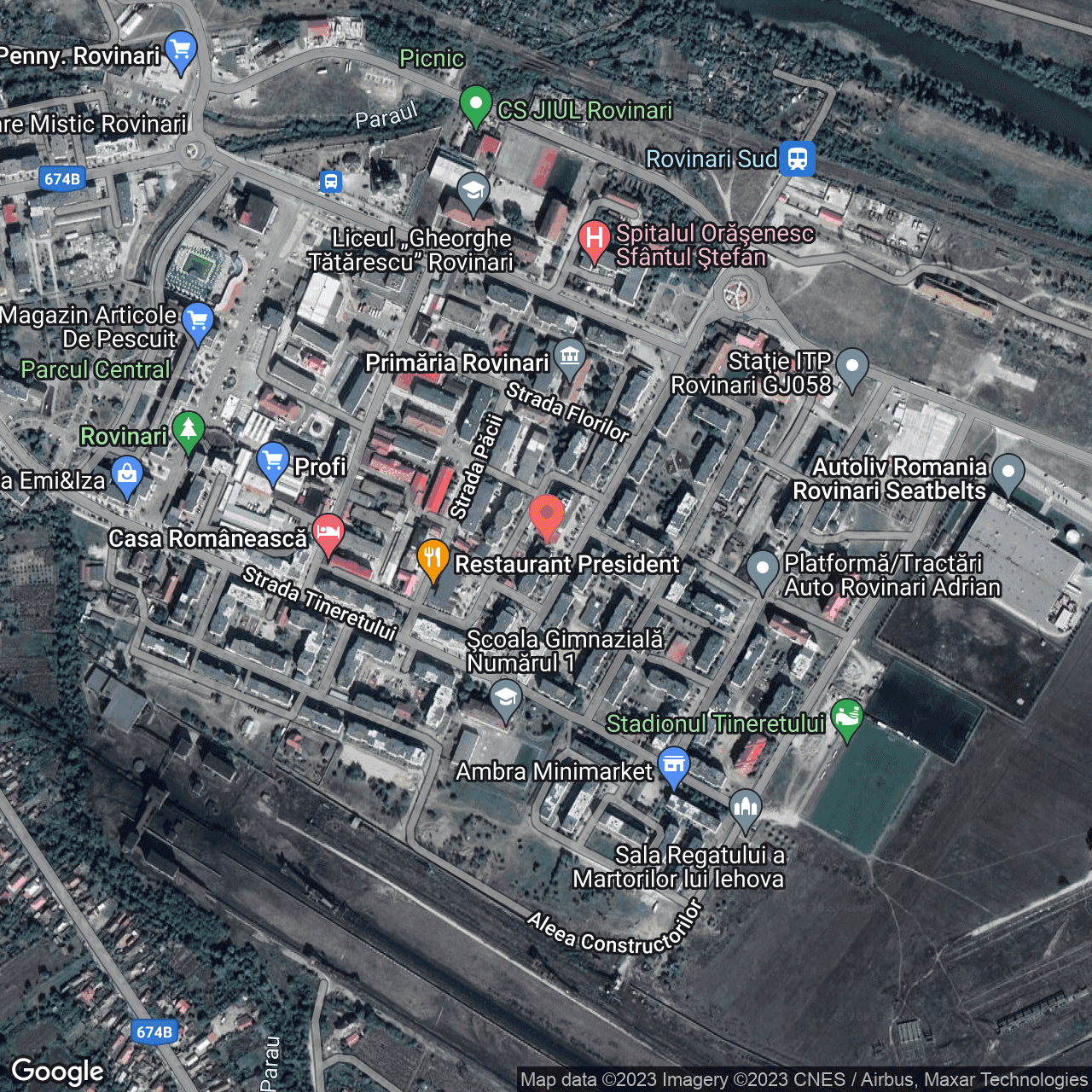 Poza harta hybrid, zoom 16, adresa Rovinari, str. Muncii, nr. 8, , judetul