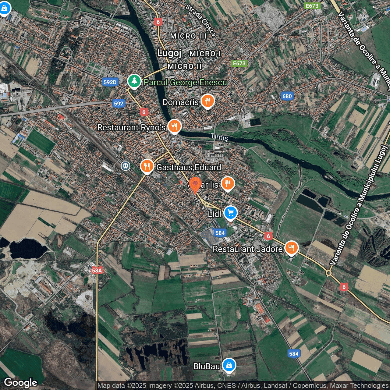 Poza harta hybrid, zoom 14, adresa Strada Episcop Ioan Balan nr. 42A, Lugoj, judet Timis, , judetul