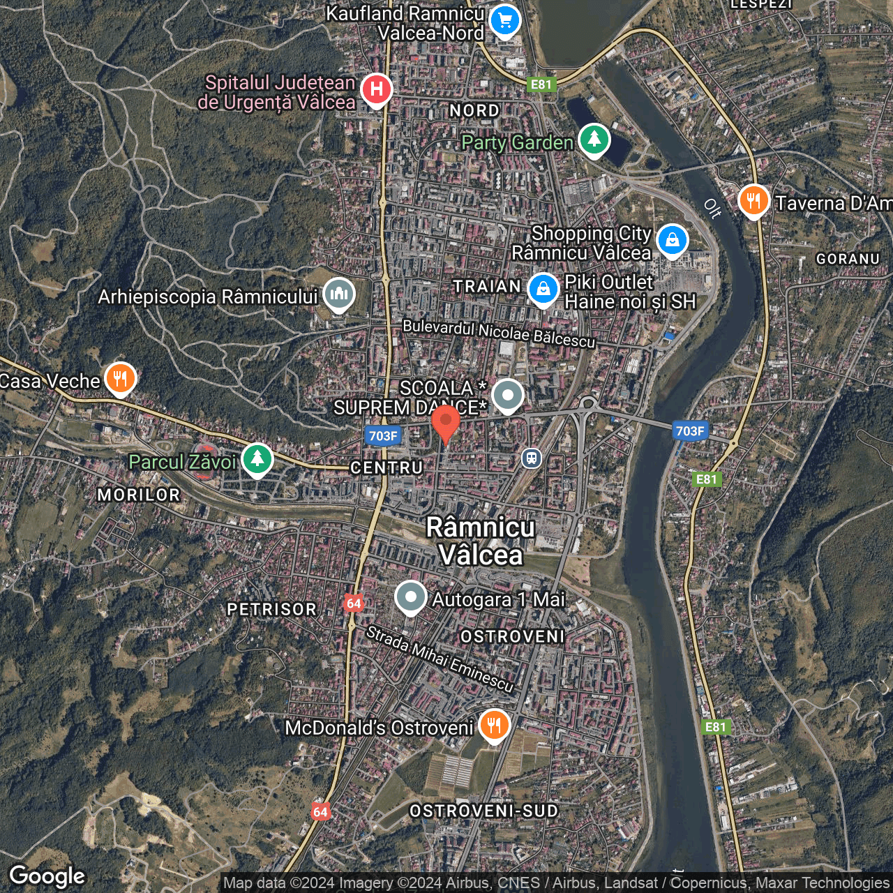 Poza harta hybrid, zoom 14, adresa Rm. Vâlcea, Str. G‐ral Magheru, nr. 18,, , judetul