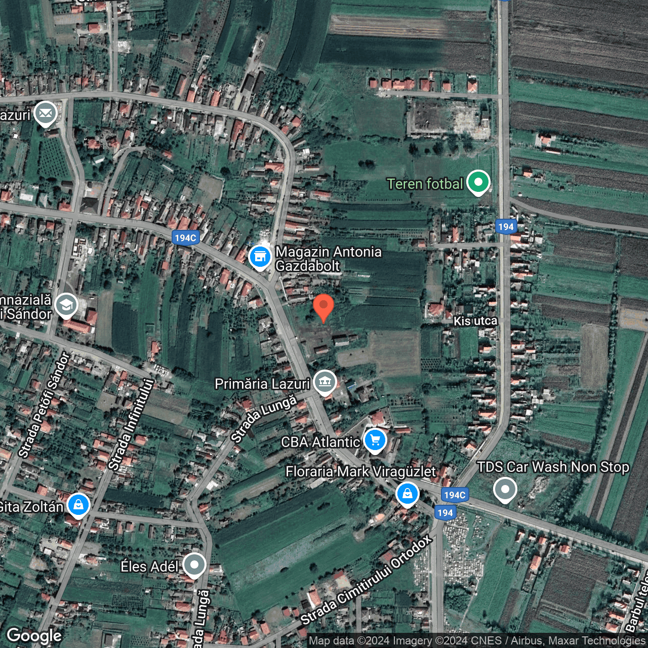 Poza harta hybrid, zoom 16, adresa Lazuri, nr.78, jud. Satu Mare, , judetul