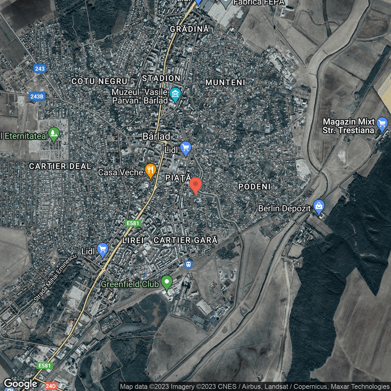 Poza harta hybrid, zoom 14, adresa Tutovei 7 Barlad, , judetul