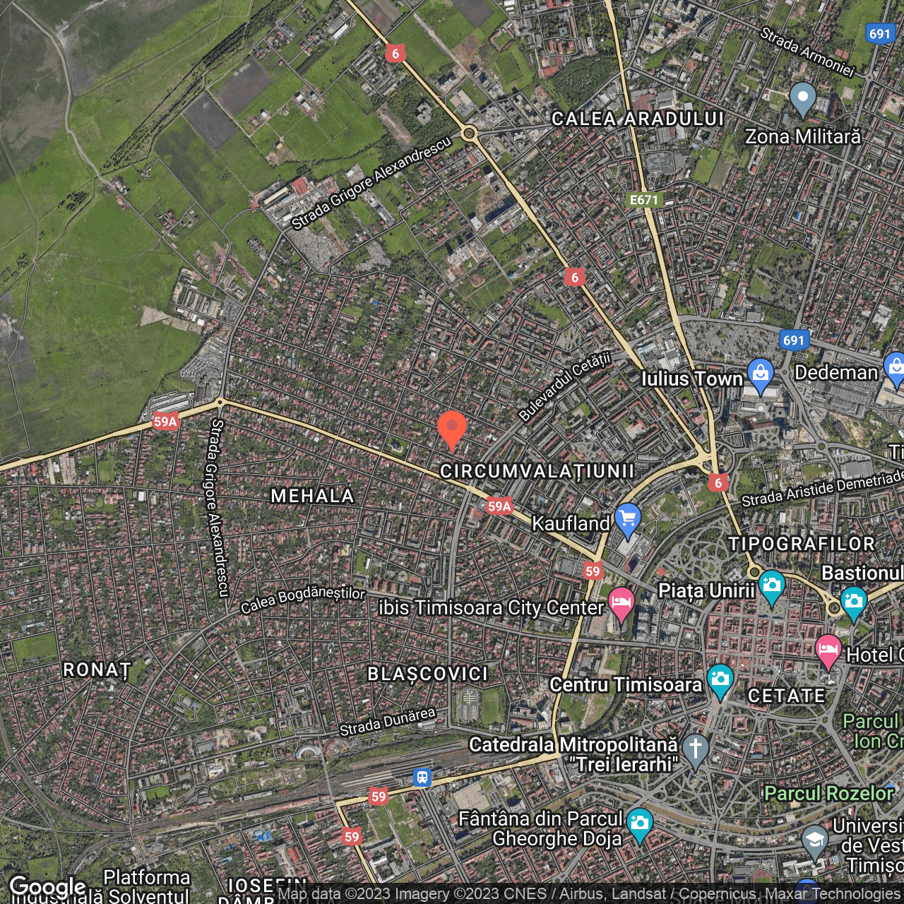 Poza harta hybrid, zoom 14, adresa Timisoara, str. Crisan, nr. 12, , judetul