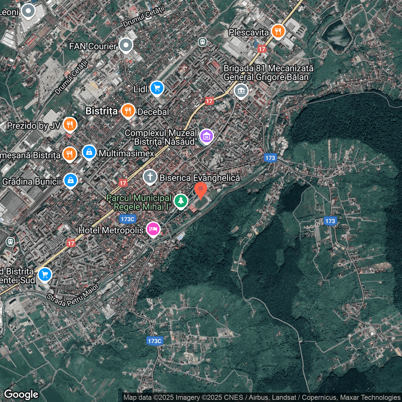 Poza harta hybrid, zoom 14, adresa Bistrita, str. Parcului, nr. 3, , judetul