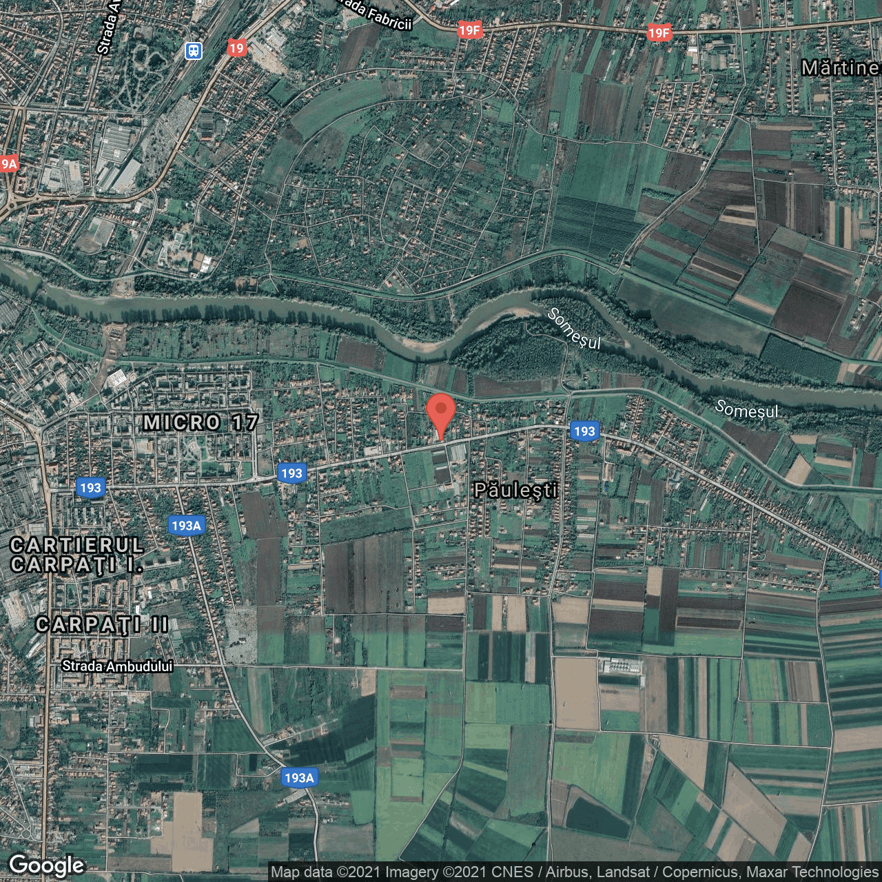 Poza harta hybrid, zoom 14, adresa Paulesti 40, Paulesti, judetul Satu Mare