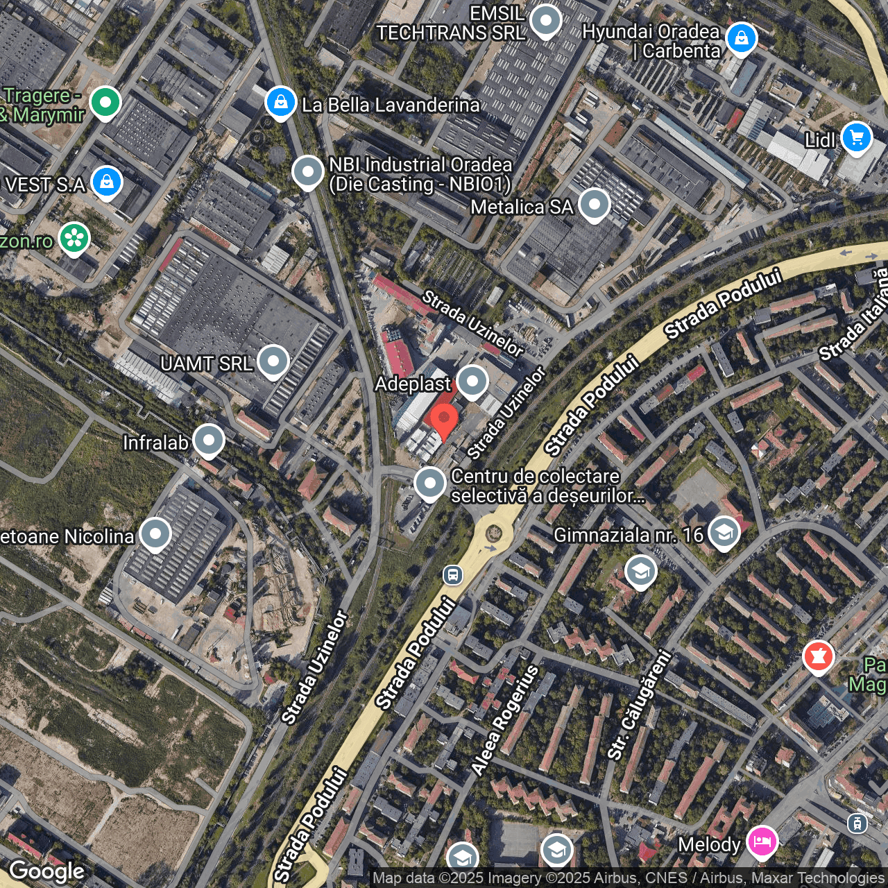 Poza harta hybrid, zoom 16, adresa Oradea, str. Uzinelor, nr. 3, , judetul