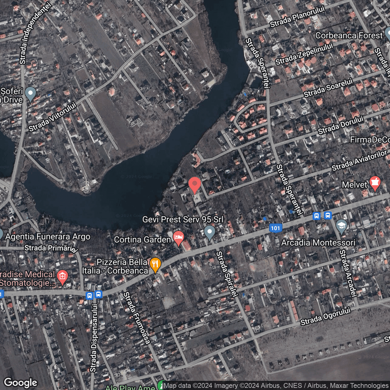 Poza harta hybrid, zoom 16, adresa Corbeanca, Intrarea Statia de Epurare, Nr.1, , judetul