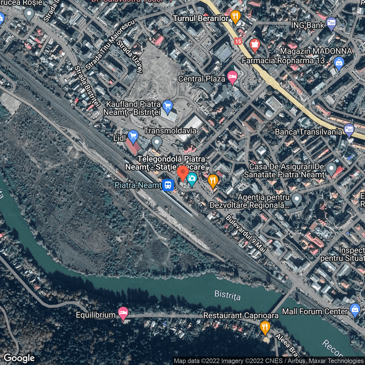 Poza harta hybrid, zoom 16, adresa Piata Garii 7, Piatra-Neamt, judetul Neamt