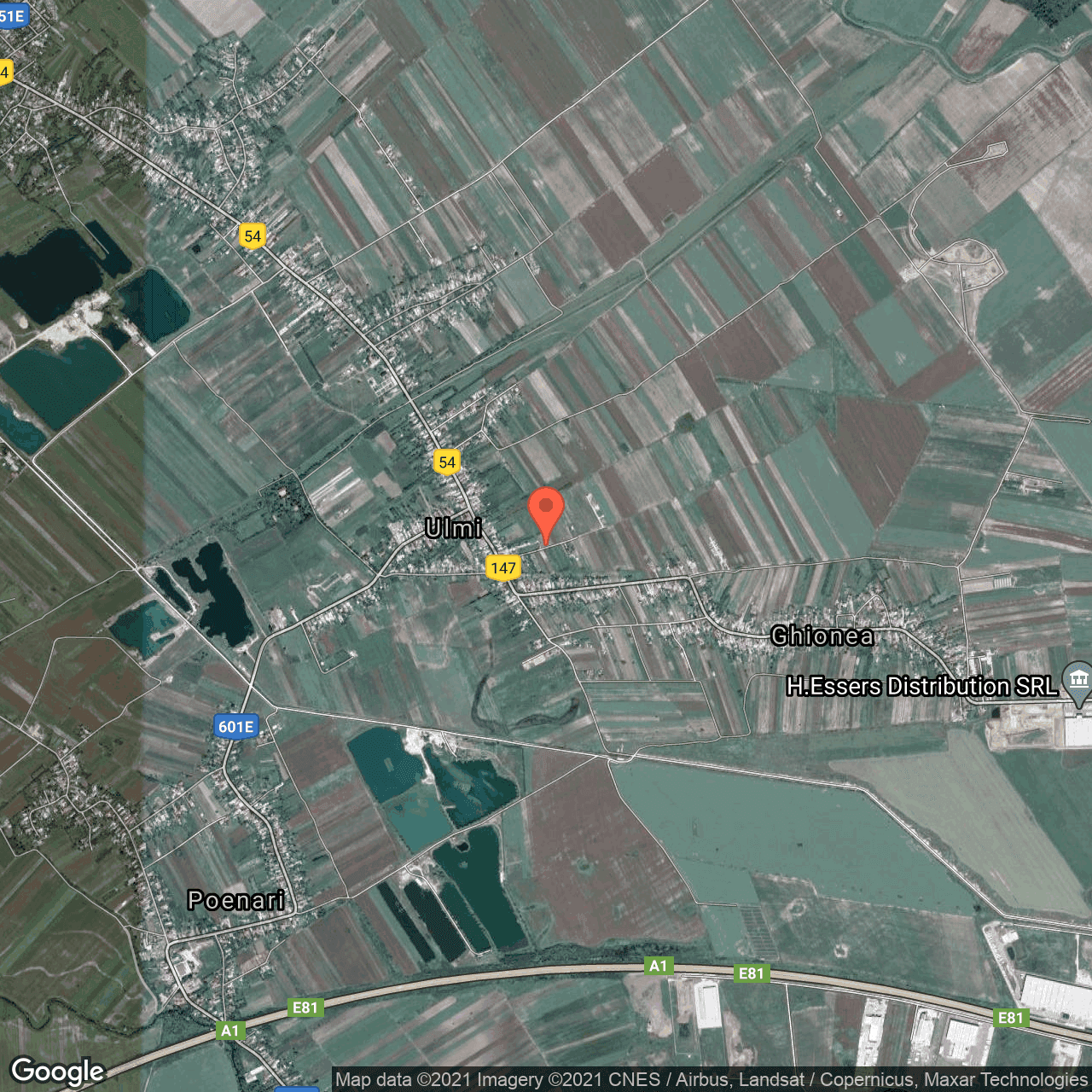 Poza harta hybrid, zoom 14, adresa Ulmi, Ulmi, judetul Ilfov