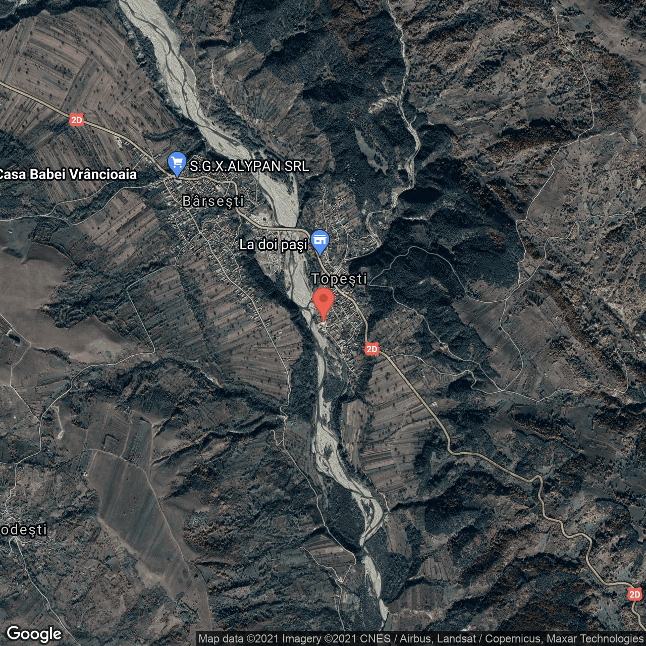 Poza harta hybrid, zoom 14, adresa Topeşti, Barsesti, judetul Vrancea