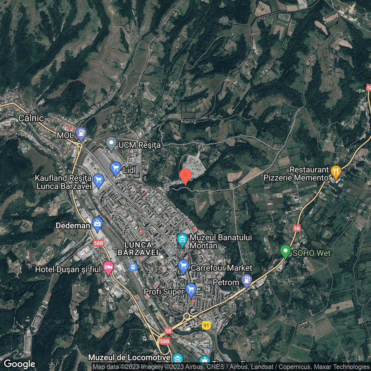 Poza harta hybrid, zoom 14, adresa Reșița, , judetul