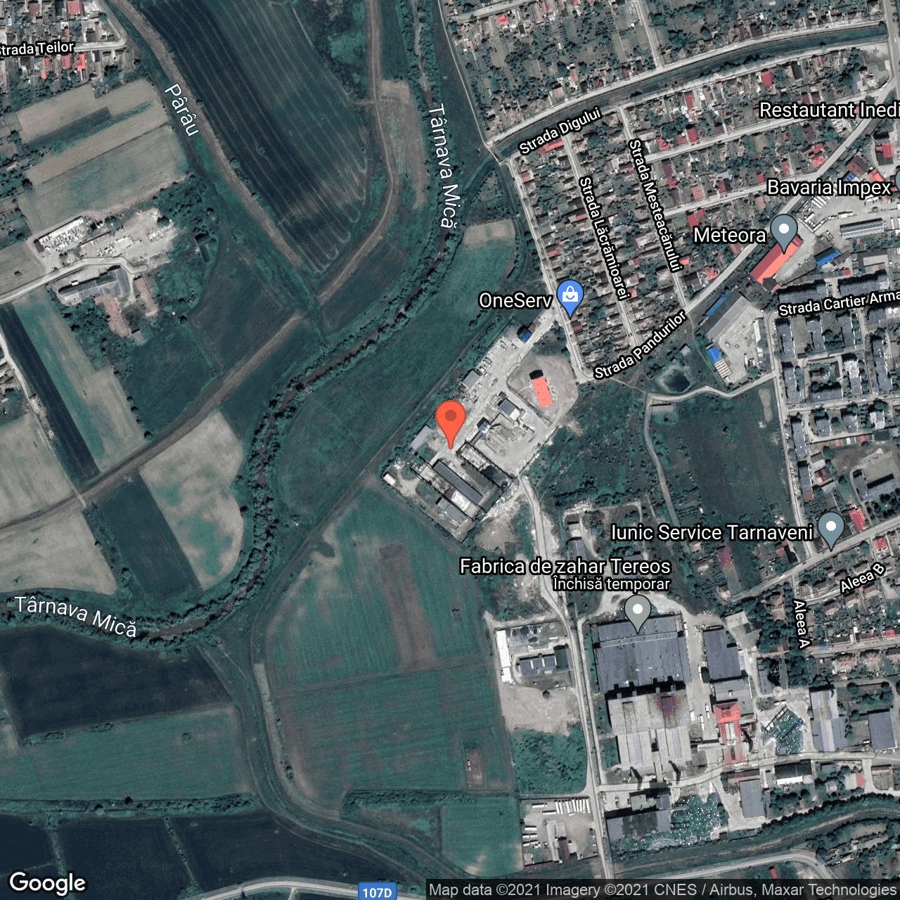 Poza harta hybrid, zoom 16, adresa Tarnaveni, judetul Mures