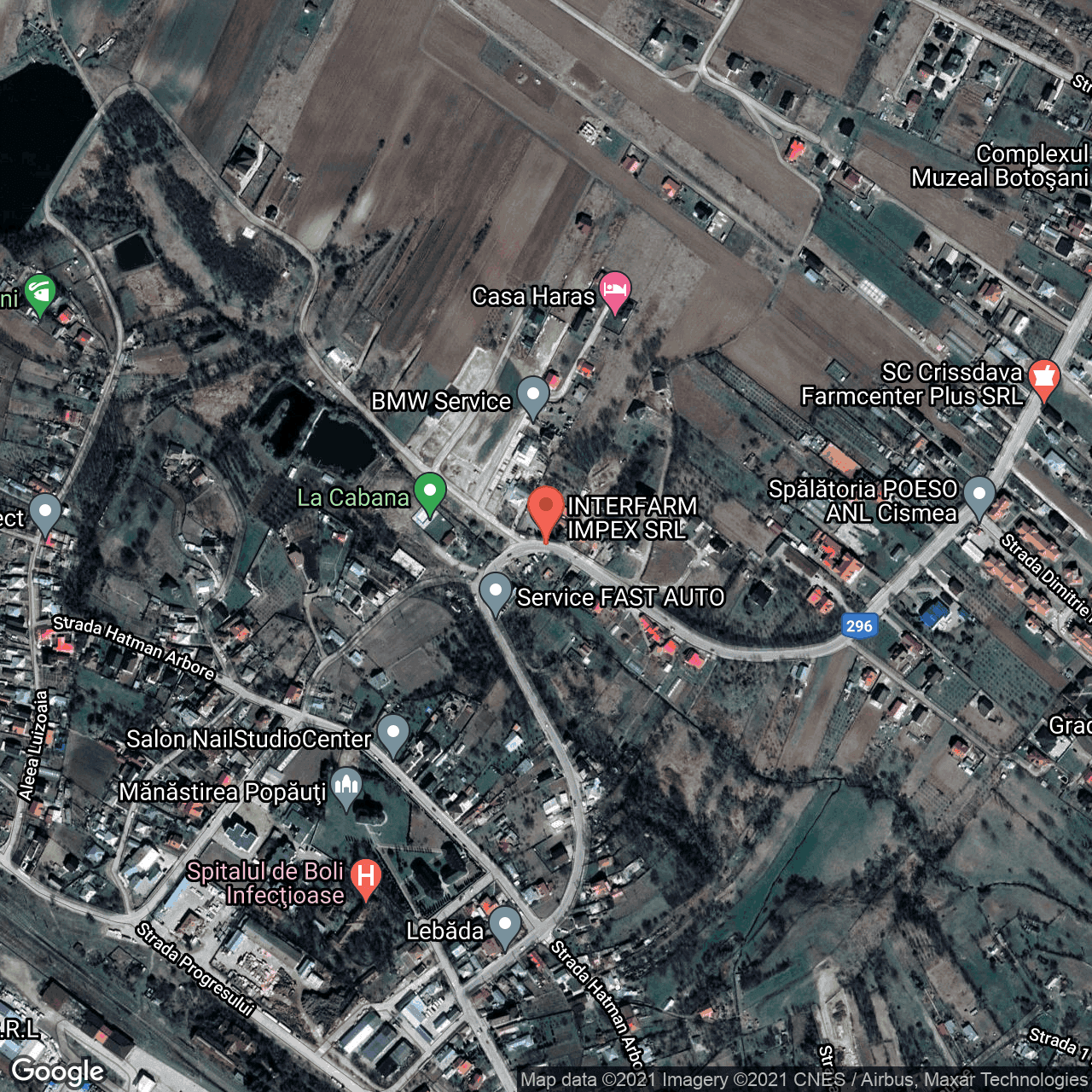 Poza harta hybrid, zoom 16, adresa Doboşari 21A, Botosani, judetul Botosani