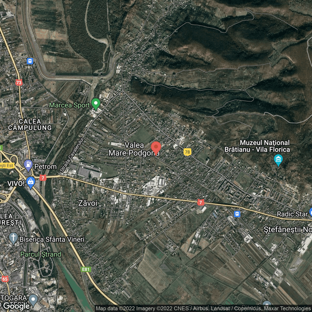 Poza harta hybrid, zoom 14, adresa Valea Mare-Podgoria, judetul Arges