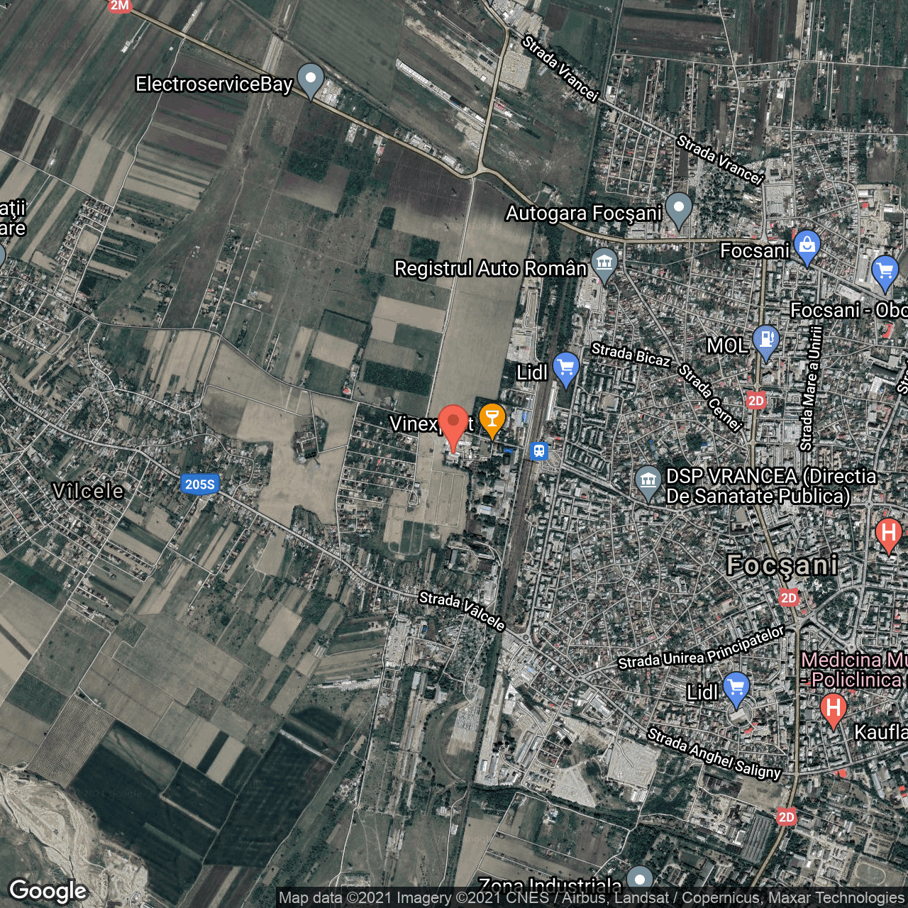 Poza harta hybrid, zoom 14, adresa Dionyssos 5, Focsani, judetul Vrancea