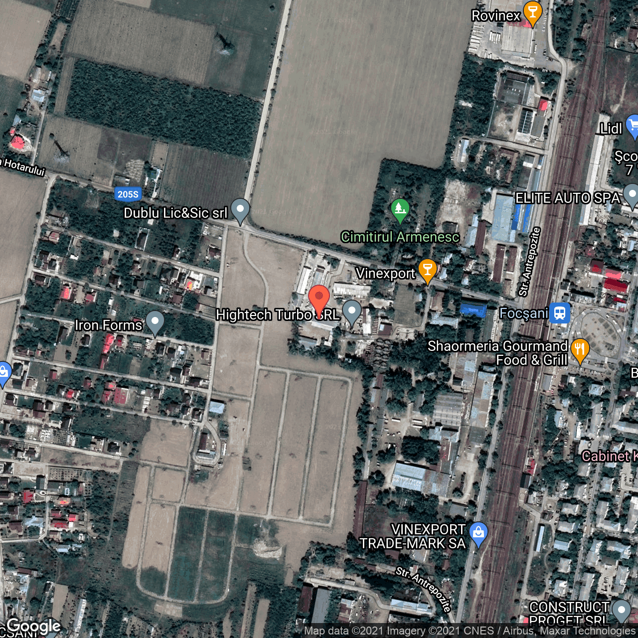 Poza harta hybrid, zoom 16, adresa Dionyssos 5, Focsani, judetul Vrancea