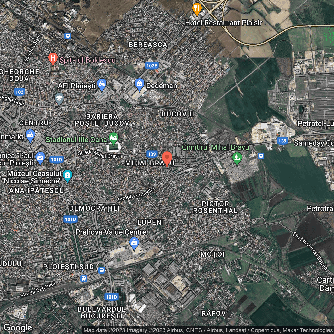 Poza harta hybrid, zoom 14, adresa Ploieşti, Str. Mihai Bravu, nr. 154, , judetul