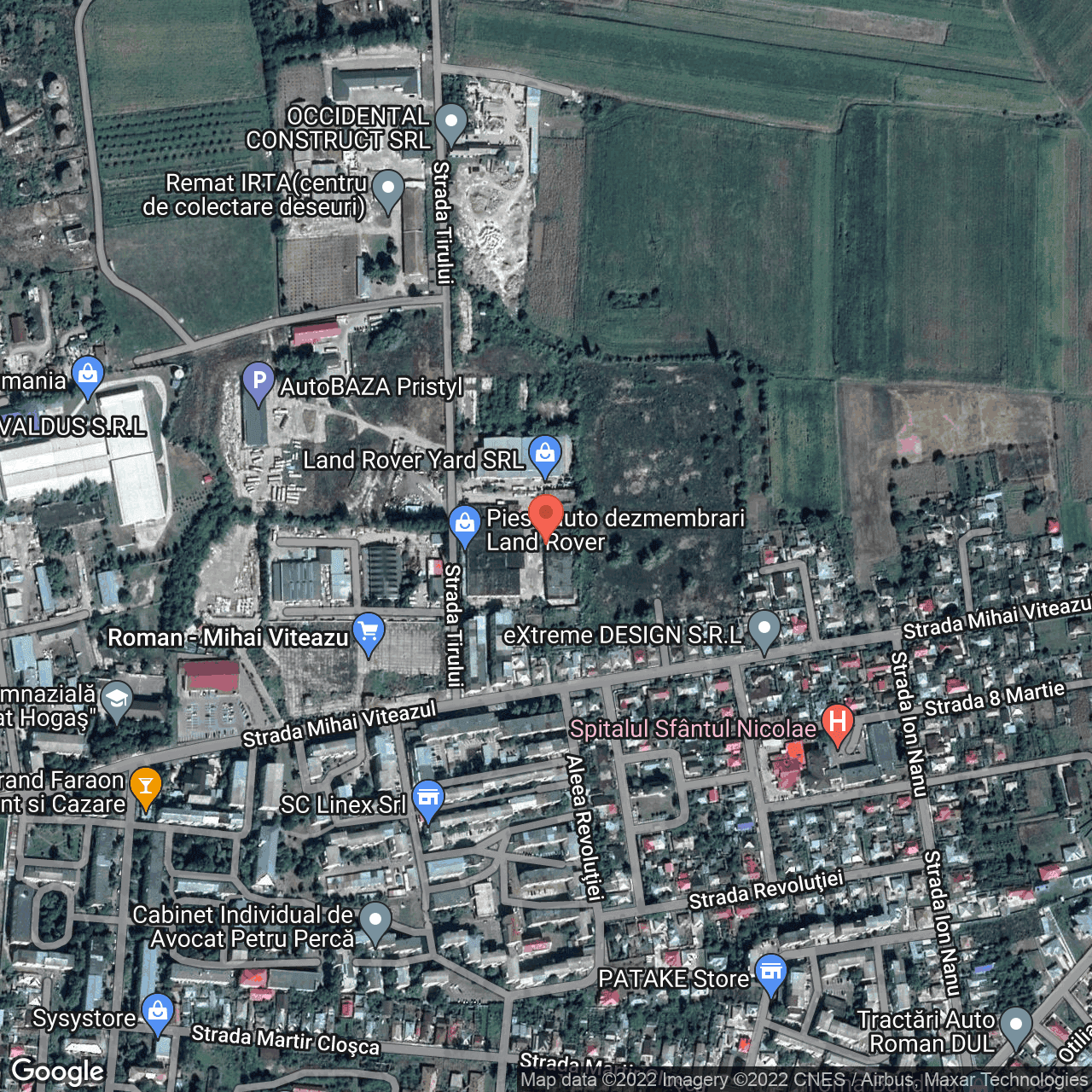 Poza harta hybrid, zoom 16, adresa Roman, judetul Neamt