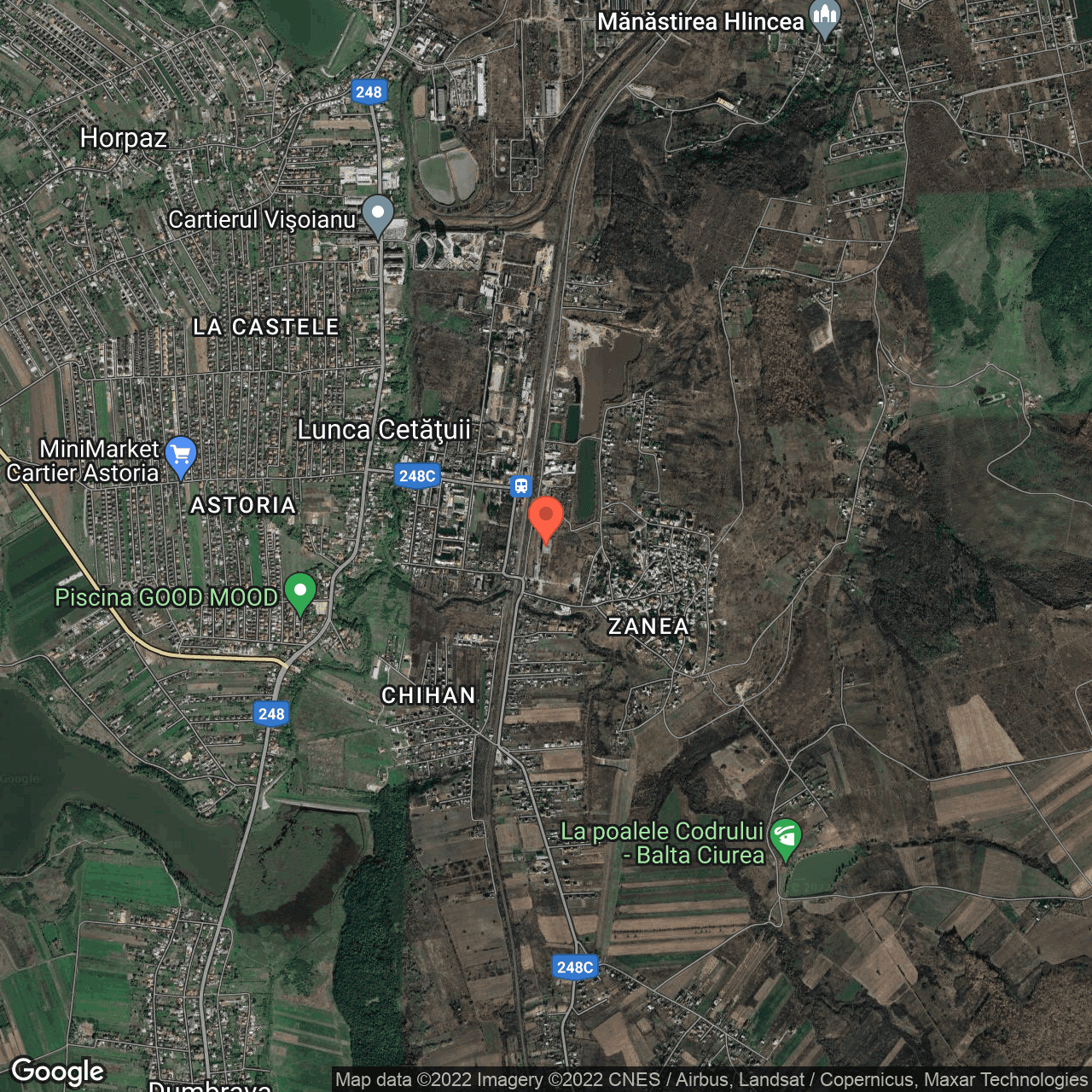 Poza harta hybrid, zoom 14, adresa Lunca Cetatuii, Ciurea, judetul Iasi