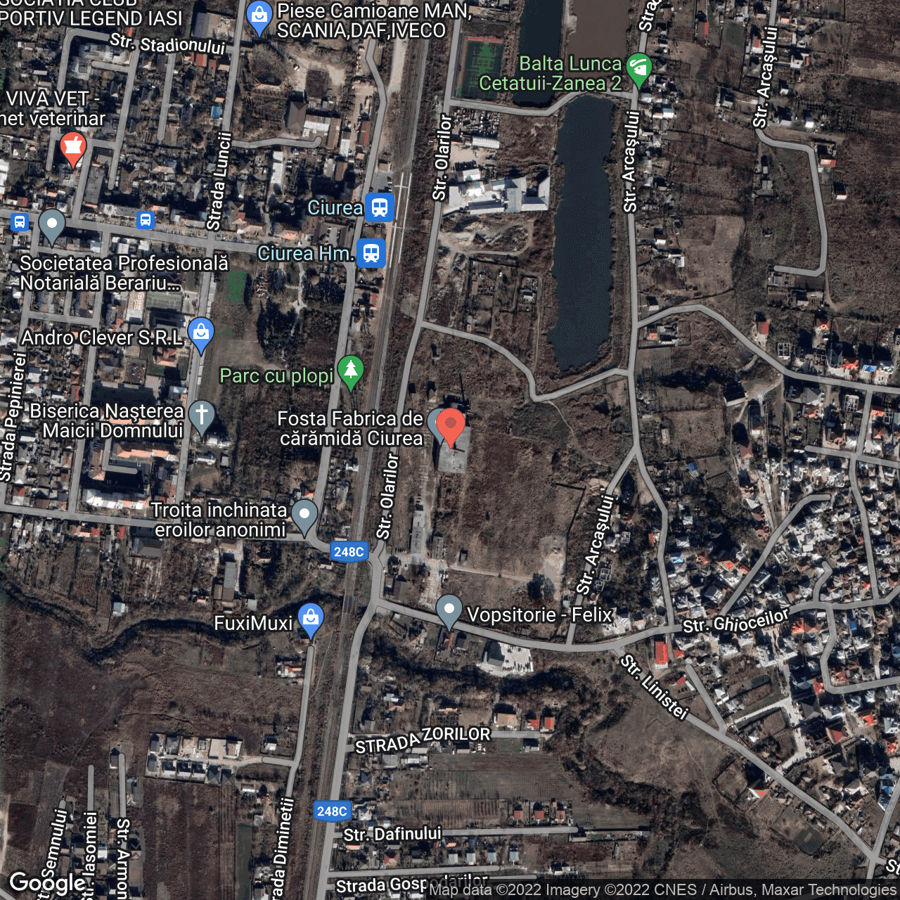 Poza harta hybrid, zoom 16, adresa Lunca Cetatuii, Ciurea, judetul Iasi