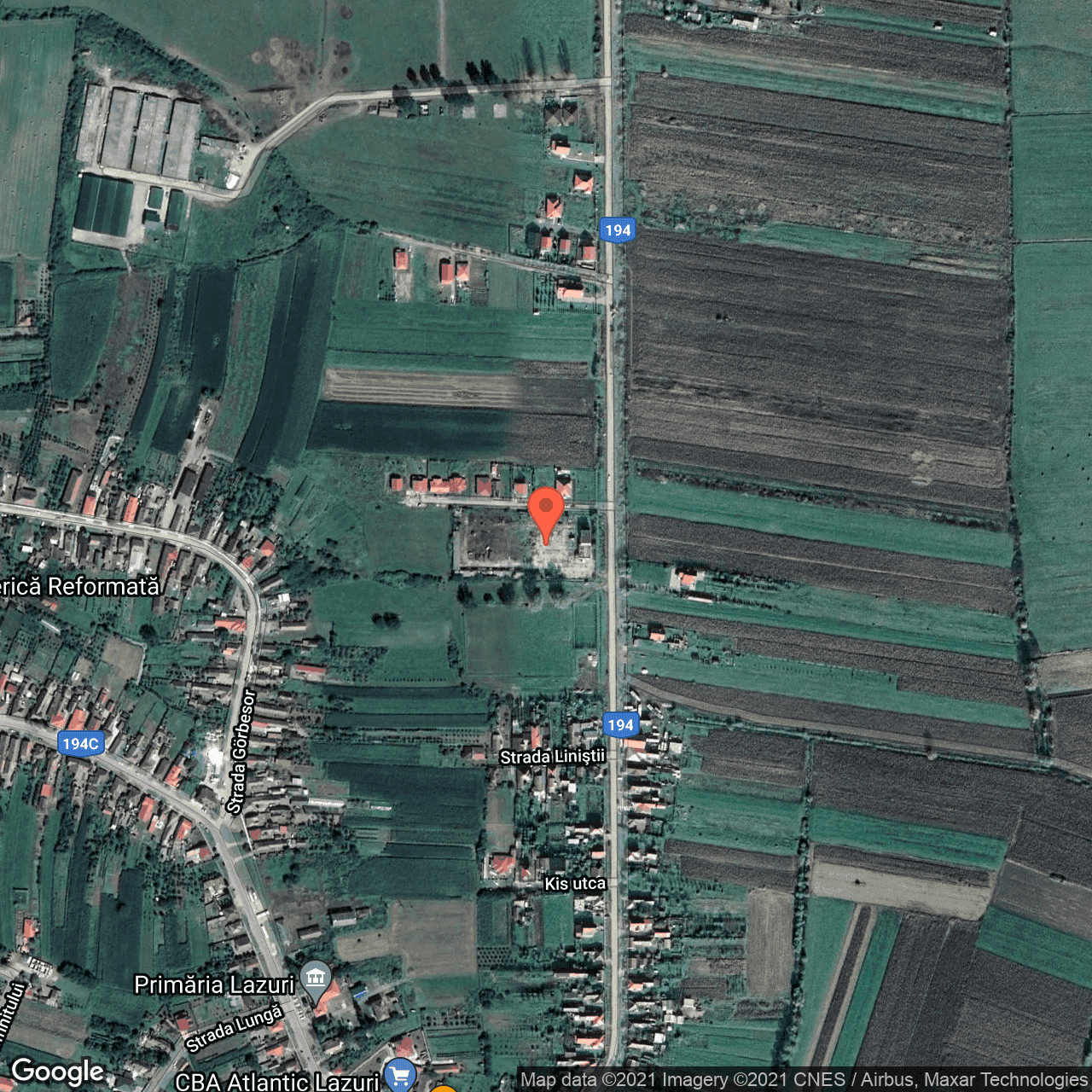 Poza harta hybrid, zoom 16, adresa Lazuri, Lazuri, judetul Satu Mare