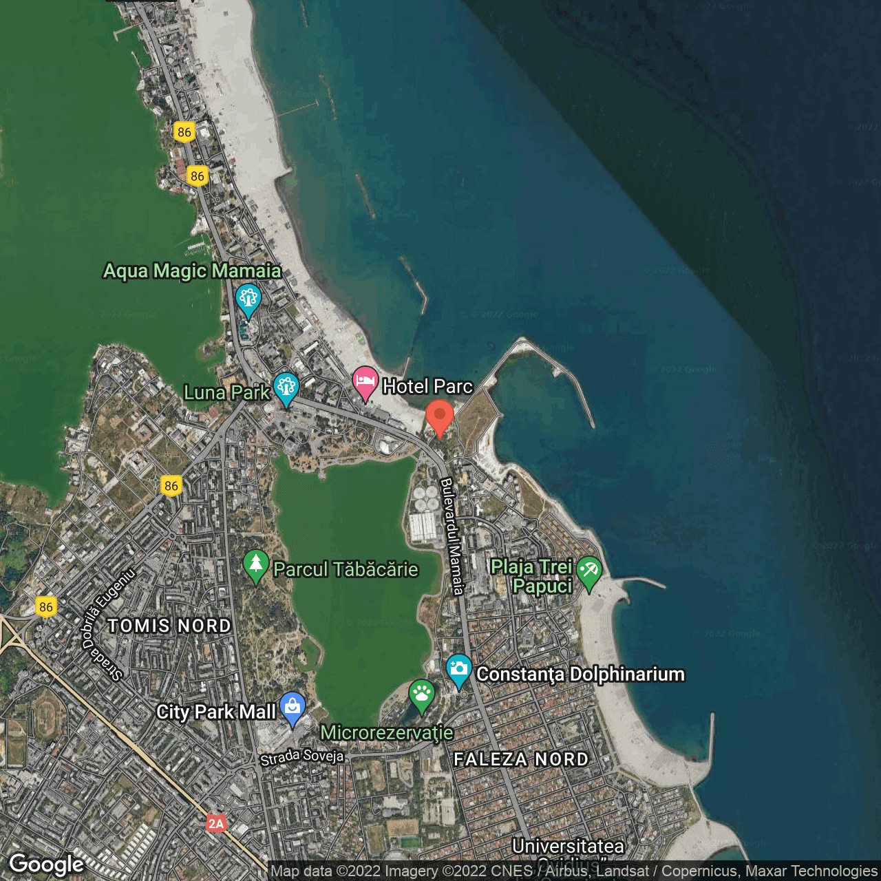 Poza harta hybrid, zoom 14, adresa Mamaia 304, Mamaia, judetul Constanta