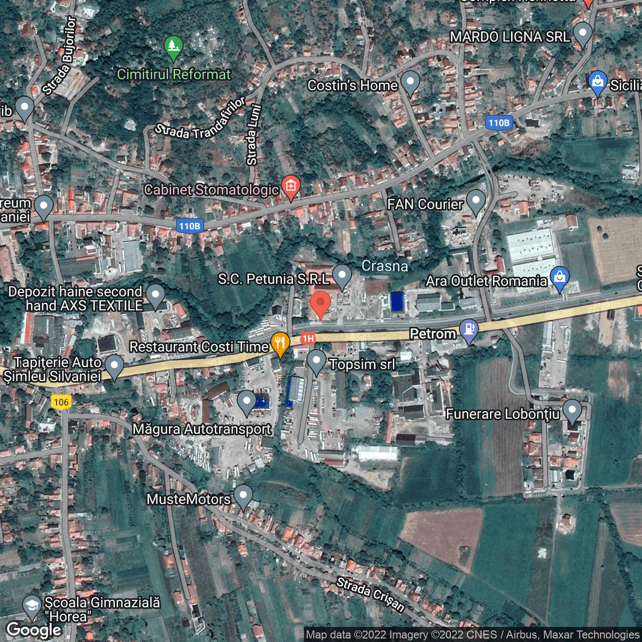 Poza harta hybrid, zoom 16, adresa Simleu Silvaniei, judetul Salaj