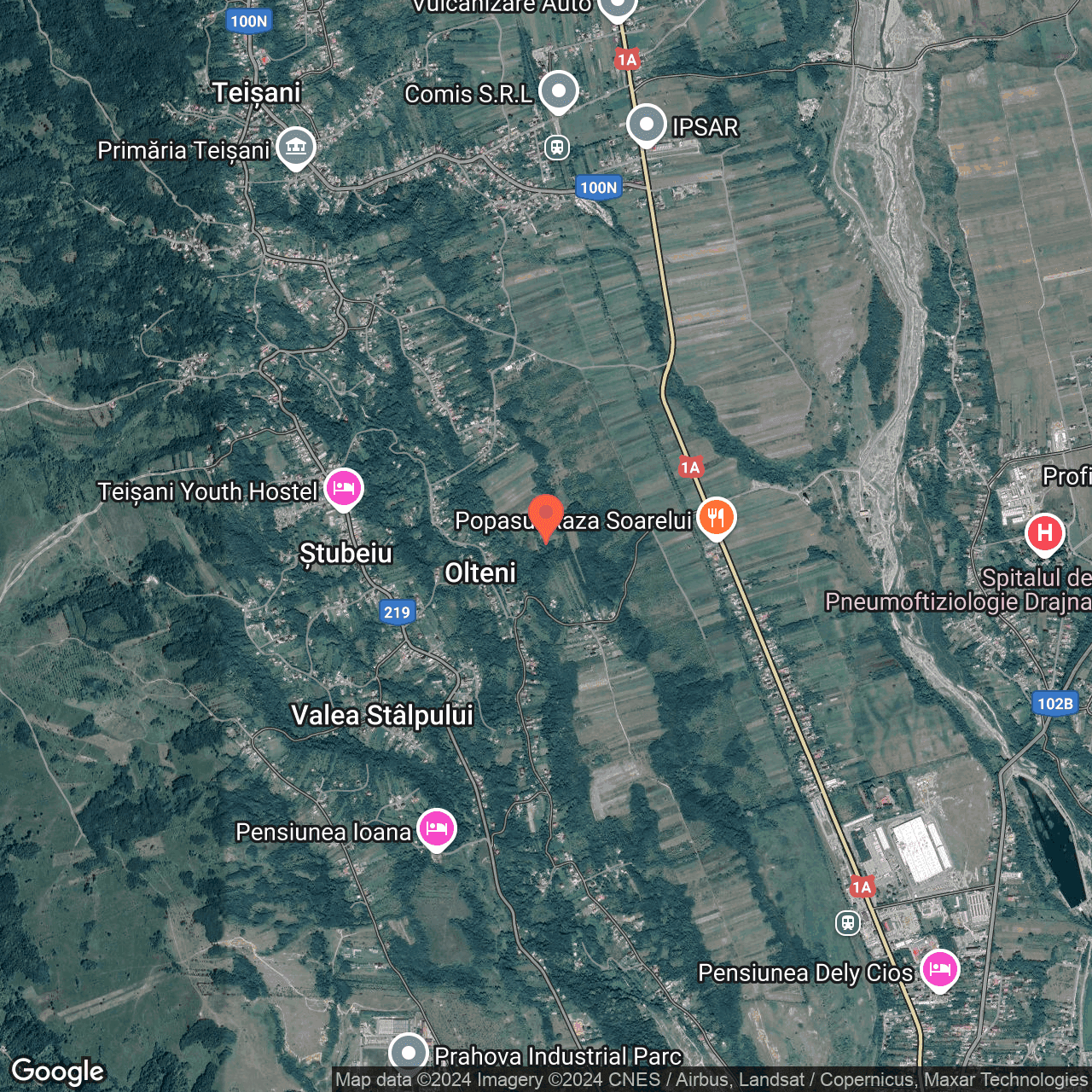 Poza harta hybrid, zoom 14, adresa Teisani Prahova, , judetul