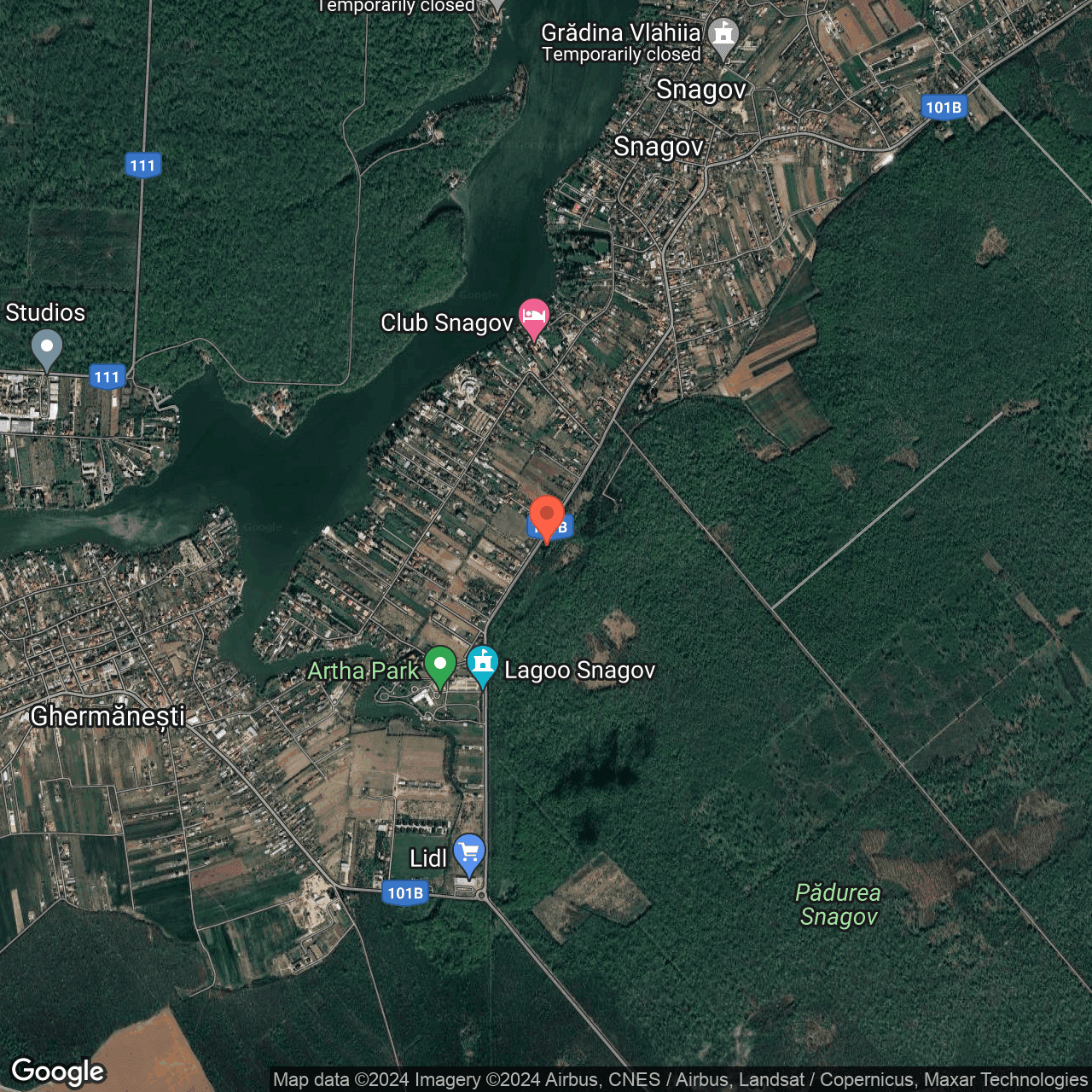 Poza harta hybrid, zoom 14, adresa Snagov, , judetul