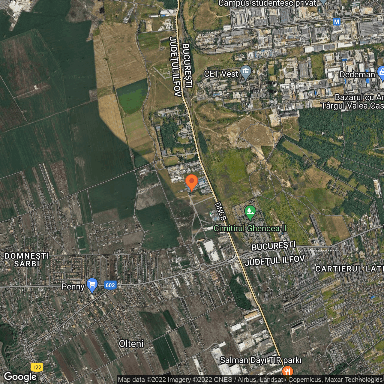 Poza harta hybrid, zoom 14, adresa Domnesti, judetul Bucuresti Ilfov