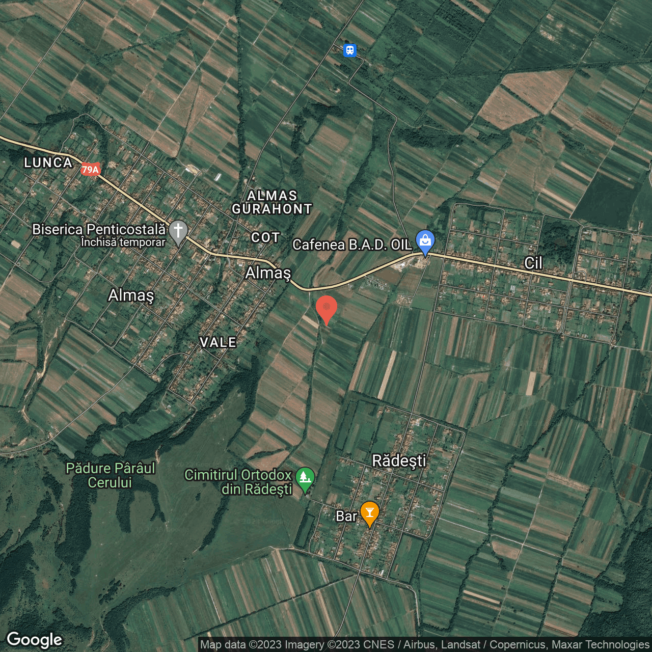 Poza harta hybrid, zoom 14, adresa Almas, , judetul