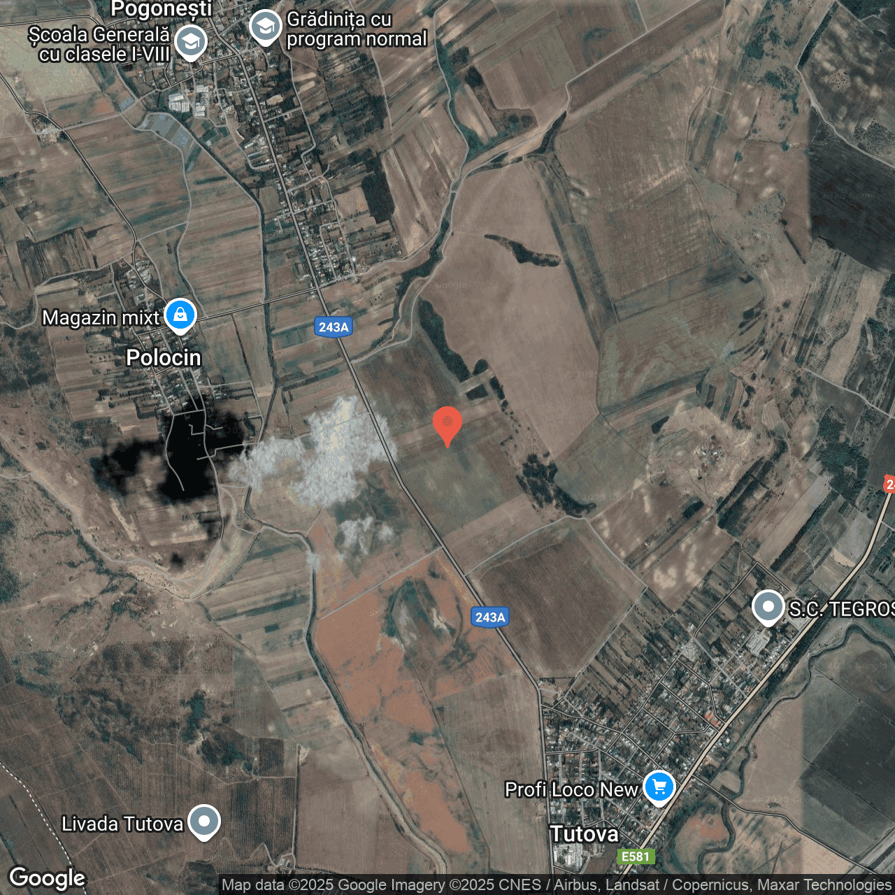 Poza harta hybrid, zoom 14, adresa Tutiva Vaslui, , judetul