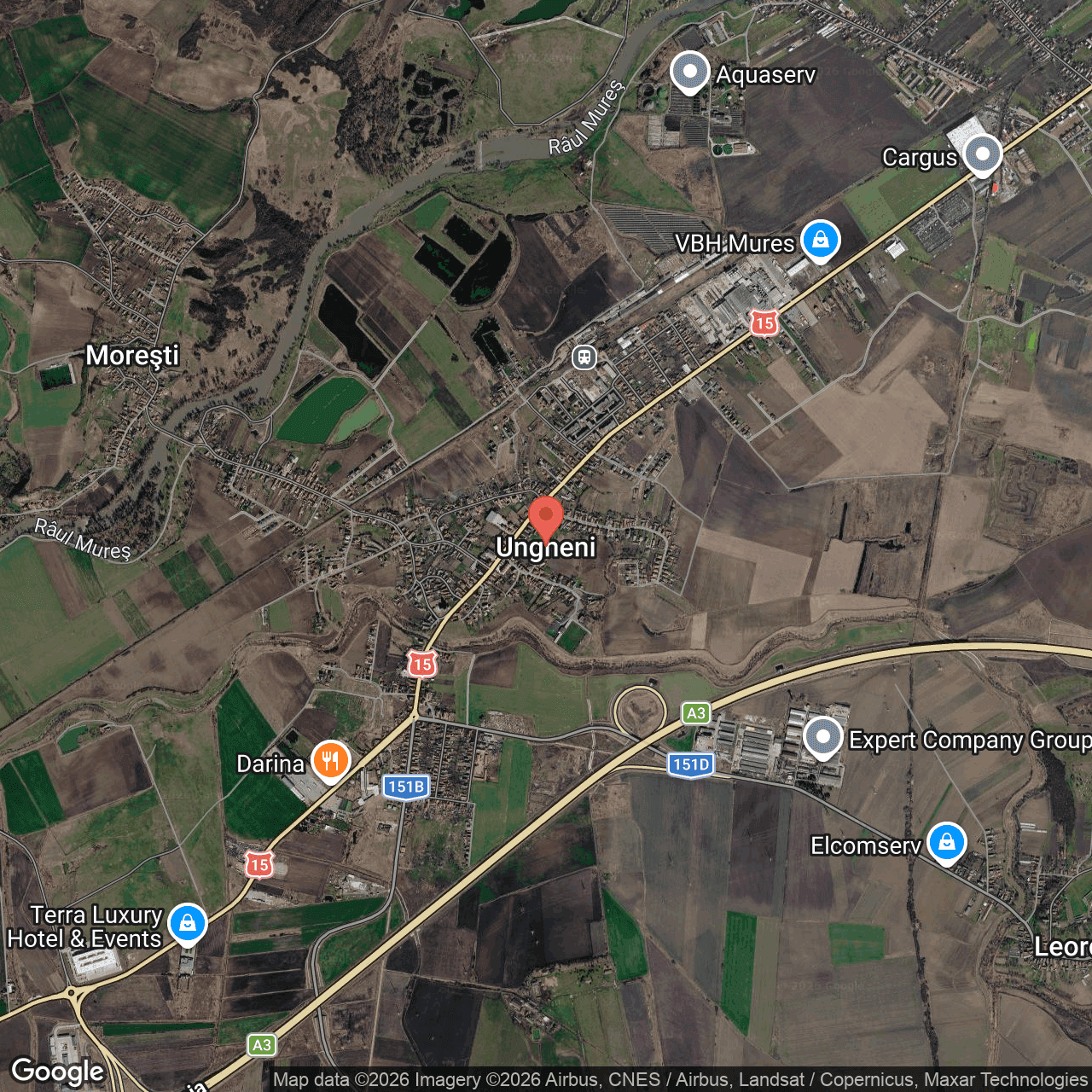 Poza harta hybrid, zoom 14, adresa Ungheni A3 Targu Mures, , judetul