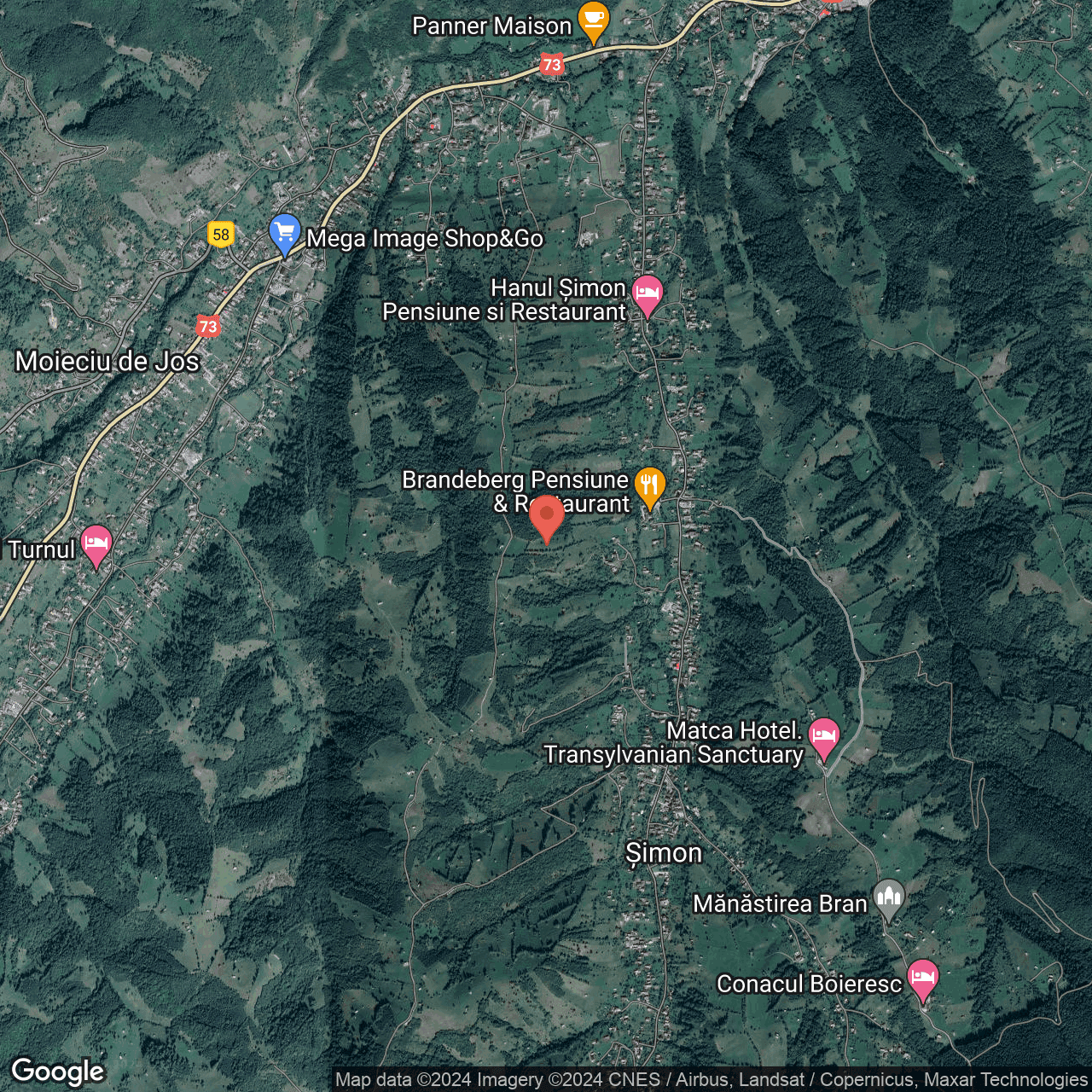 Poza harta hybrid, zoom 14, adresa Bran Brasov, , judetul