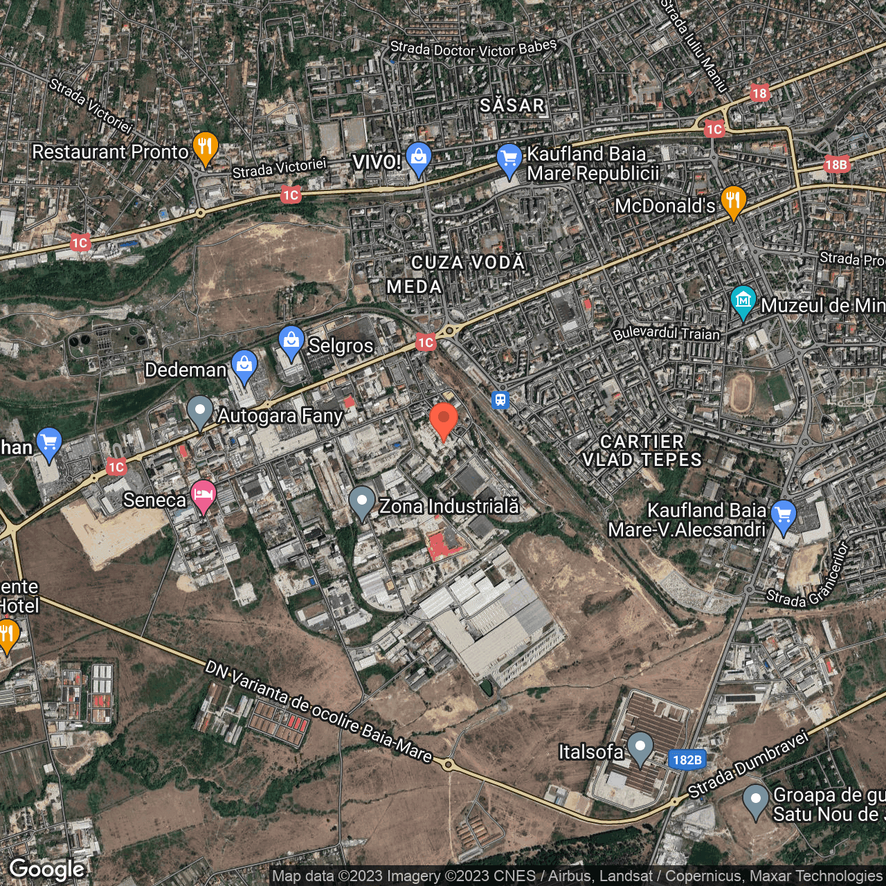 Poza harta hybrid, zoom 14, adresa Str. Depozitelor 1 Baia Mare, , judetul