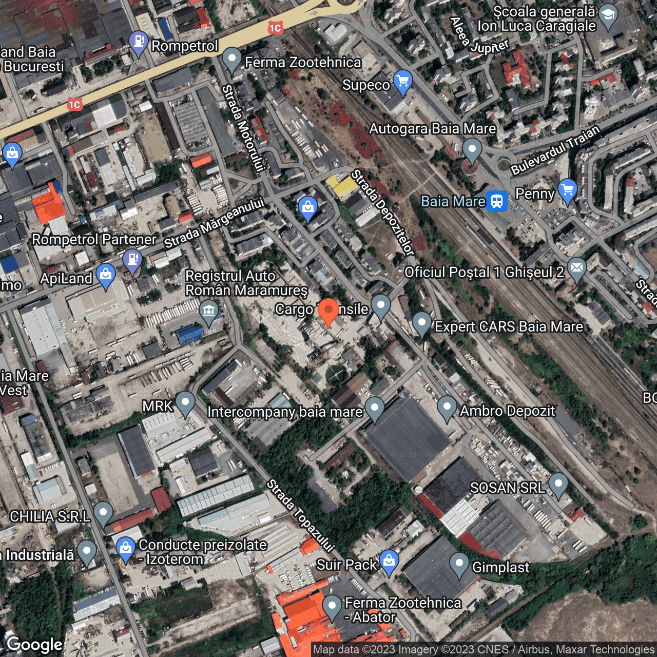 Poza harta hybrid, zoom 16, adresa Str. Depozitelor 1 Baia Mare, , judetul