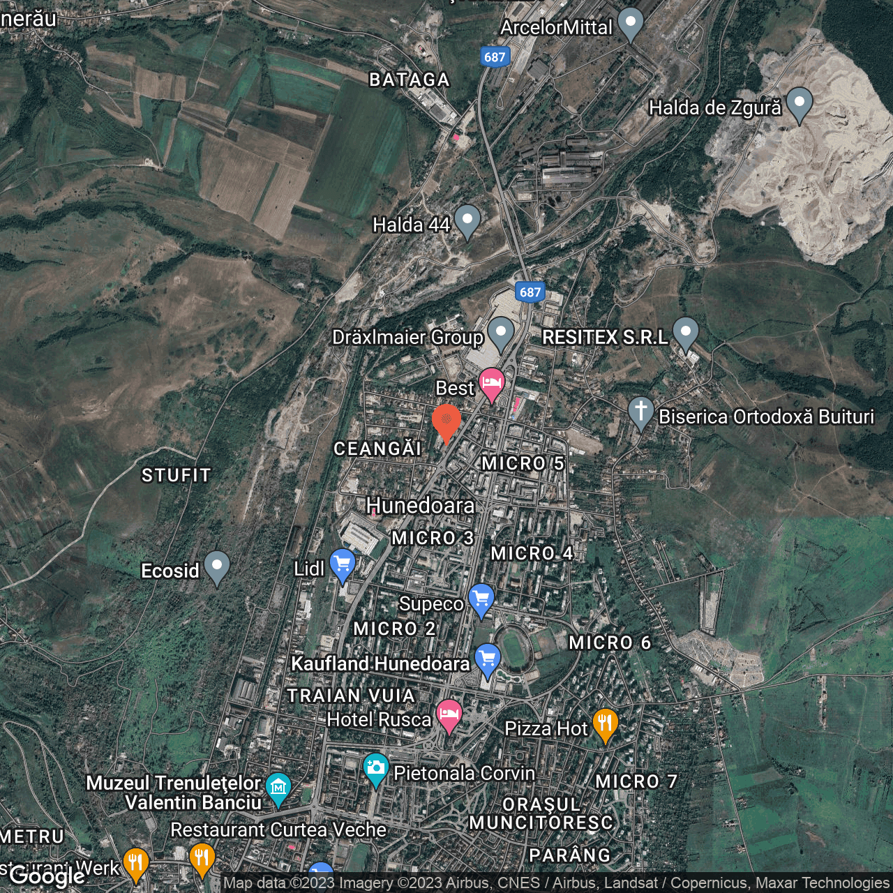 Poza harta hybrid, zoom 14, adresa Hunedoara, B-dul Traian, nr.9, , judetul