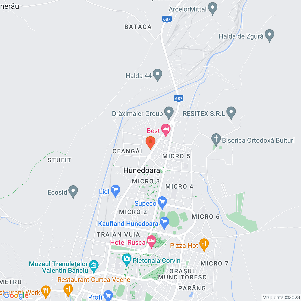 Poza harta streetview, zoom 14, adresa Hunedoara, B-dul Traian, nr.9, , judetul