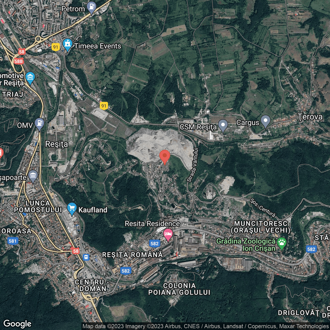 Poza harta hybrid, zoom 14, adresa Resita, , judetul