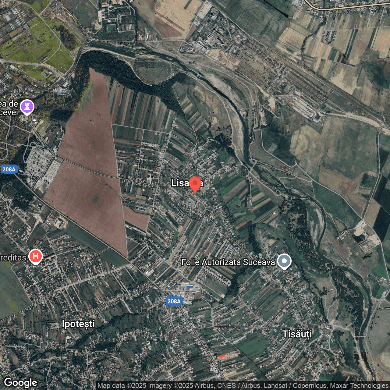 Poza harta hybrid, zoom 14, adresa Lisaura, com.Ipotești, str. Pictor Palamar, , judetul