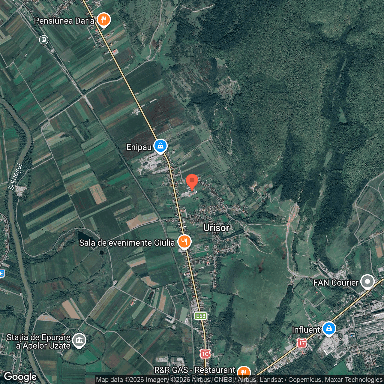 Poza harta hybrid, zoom 14, adresa Urișor, comuna Cășeiu, jud. Cluj, , judetul